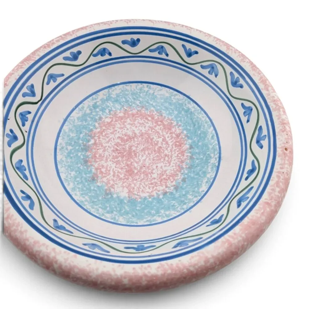 Vintage Hand Painted Ceramic Serving Bowl 9.25